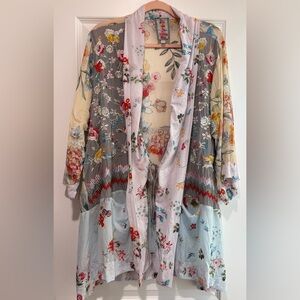 Johnny Was Silk Floral Embroidered Kimono